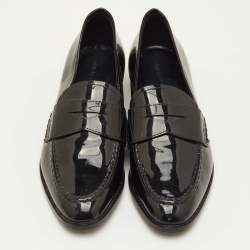 Pre Owned Giorgio Armani Size 36 Black Patent Leather Slip On Loafers