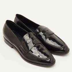 Pre Owned Giorgio Armani Size 36 Black Patent Leather Slip On Loafers