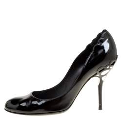 Pre Owned Giorgio Armani Black Patent Leather Pumps Size 40