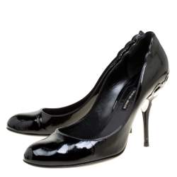 Pre Owned Giorgio Armani Black Patent Leather Pumps Size 40