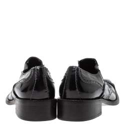 Giorgio Armani Black Patent Leather Stitch Detailed Slip On Loafer Size 38.5
