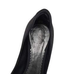 Giorgio Armani Black Satin Crystal Embellished Peep Toe Platform Pumps Size 36