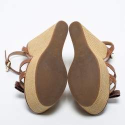 Giorgio Armani Brown Python and Leather Wedge Sandals Size 38.5