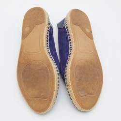Giorgio Armani Blue Croc Embossed Leather and Suede Espadrille Flats Size 38