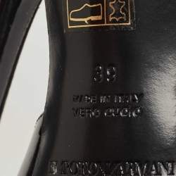 Giorgio Armani Black Velvet and Patent Leather Ankle Strap Sandals Size 39