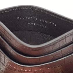 Giuseppe Zanotti Black Croc Embossed Leather Card Holder