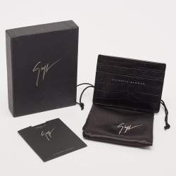 Giuseppe Zanotti Black Croc Embossed Leather Card Holder