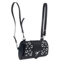 Pre Owned Giuseppe Zanotti Black Grommet Leather Gwen Backpack