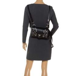 Pre Owned Giuseppe Zanotti Black Grommet Leather Gwen Backpack