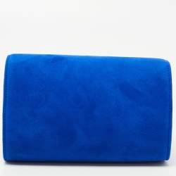 Giuseppe Zanotti Blue Suede Crystal Embellished Clutch