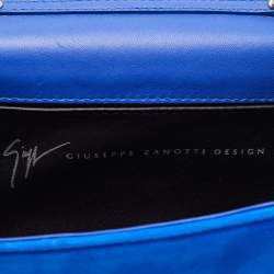 Giuseppe Zanotti Blue Suede Crystal Embellished Clutch