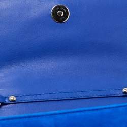 Giuseppe Zanotti Blue Suede Crystal Embellished Clutch