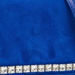 Giuseppe Zanotti Blue Suede Crystal Embellished Clutch