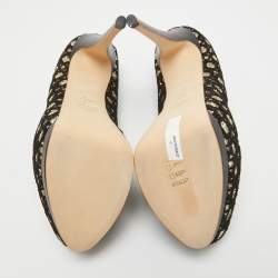 Giuseppe Zanotti Black/Gold Mesh and Glitter Platform Pumps Size 41