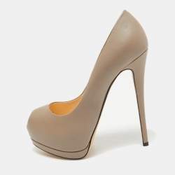 Giuseppe Zanotti Grey Leather Peep Toe Pumps Size 39.5
