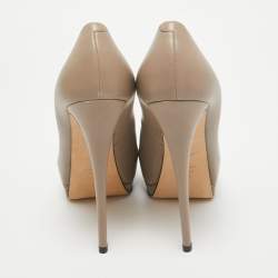 Giuseppe Zanotti Grey Leather Peep Toe Pumps Size 39.5