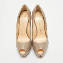 Giuseppe Zanotti Grey Leather Peep Toe Pumps Size 39.5