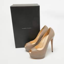 Giuseppe Zanotti Grey Leather Peep Toe Pumps Size 39.5