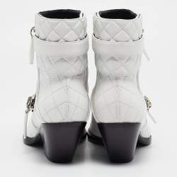 Giuseppe Zanotti White Quilted Leather Ankle Boots Size 38