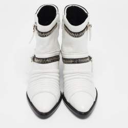 Giuseppe Zanotti White Quilted Leather Ankle Boots Size 38