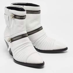 Giuseppe Zanotti White Quilted Leather Ankle Boots Size 38