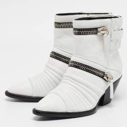 Giuseppe Zanotti White Quilted Leather Ankle Boots Size 38