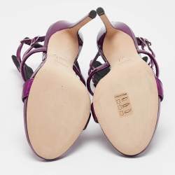 Pre Owned Giuseppe Zanotti Purple Patent Leather Cruel Ankle Strap Sandals Size 36