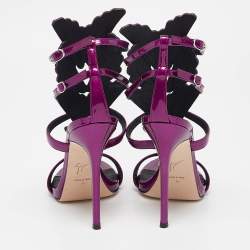 Pre Owned Giuseppe Zanotti Purple Patent Leather Cruel Ankle Strap Sandals Size 36