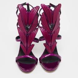 Pre Owned Giuseppe Zanotti Purple Patent Leather Cruel Ankle Strap Sandals Size 36