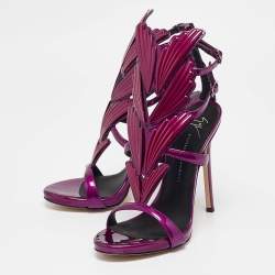 Pre Owned Giuseppe Zanotti Purple Patent Leather Cruel Ankle Strap Sandals Size 36