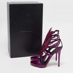 Pre Owned Giuseppe Zanotti Purple Patent Leather Cruel Ankle Strap Sandals Size 36
