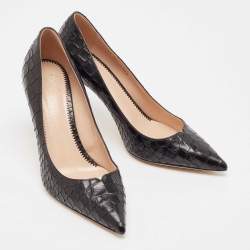 Pre Owned Giuseppe Zanotti Black Croc Embossed Leather Pointed Toe Pumps Size 39