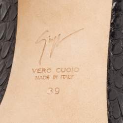 Pre Owned Giuseppe Zanotti Black Croc Embossed Leather Pointed Toe Pumps Size 39