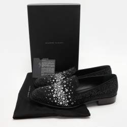 Pre Owned Giuseppe Zanotti Black Crystal Embellished Smoking Slippers Size 42