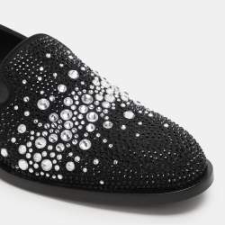 Pre Owned Giuseppe Zanotti Black Crystal Embellished Smoking Slippers Size 42