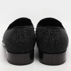 Pre Owned Giuseppe Zanotti Black Crystal Embellished Smoking Slippers Size 42