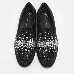 Pre Owned Giuseppe Zanotti Black Crystal Embellished Smoking Slippers Size 42