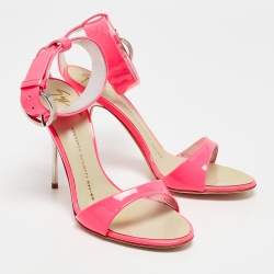 Giuseppe Zanotti Neon Pink Patent Leather Taz Sandals Size 36