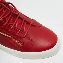 Giuseppe Zanotti Red Leather Wings Detail High Top Sneakers Size 42