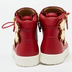 Giuseppe Zanotti Red Leather Wings Detail High Top Sneakers Size 42