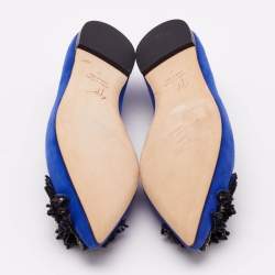 Giuseppe Zanotti Blue Suede Crystal Embellished Ballet Flats Size 36