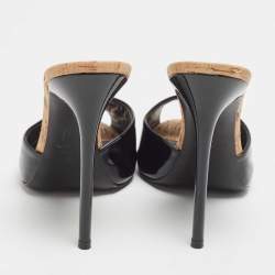 Pre Owned Giuseppe Zanotti Black Patent Leather Slide Sandals Size 38