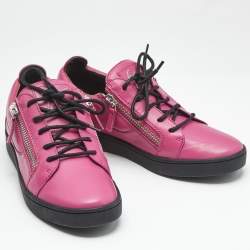 Pre Owned Giuseppe Zanotti Pink Leather Frankie Low Top Sneakers Size 39