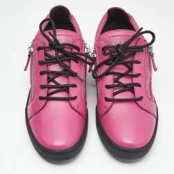 Pre Owned Giuseppe Zanotti Pink Leather Frankie Low Top Sneakers Size 39