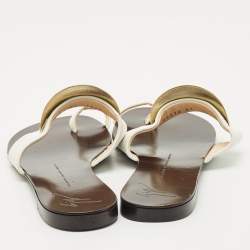 Pre Owned Giuseppe Zanotti White Leather Toe Ring Flat Sandals Size 41
