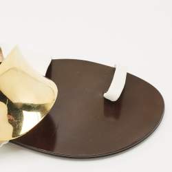 Pre Owned Giuseppe Zanotti White Leather Toe Ring Flat Sandals Size 41