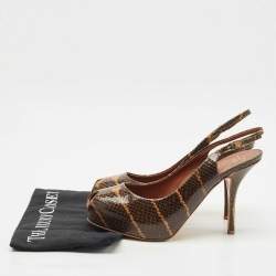 مملوكة مسبقًا Giuseppe Zanotti Brown Python Embossed Leather Platform Sandals Size 41