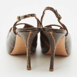 مملوكة مسبقًا Giuseppe Zanotti Brown Python Embossed Leather Platform Sandals Size 41