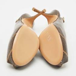 مملوكة مسبقًا Giuseppe Zanotti Brown Python Embossed Leather Platform Sandals Size 41