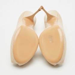 Pre Owned Giuseppe Zanotti Beige  Croc Embossed Leather Sharon Peep Toe Platform Pumps Size 41